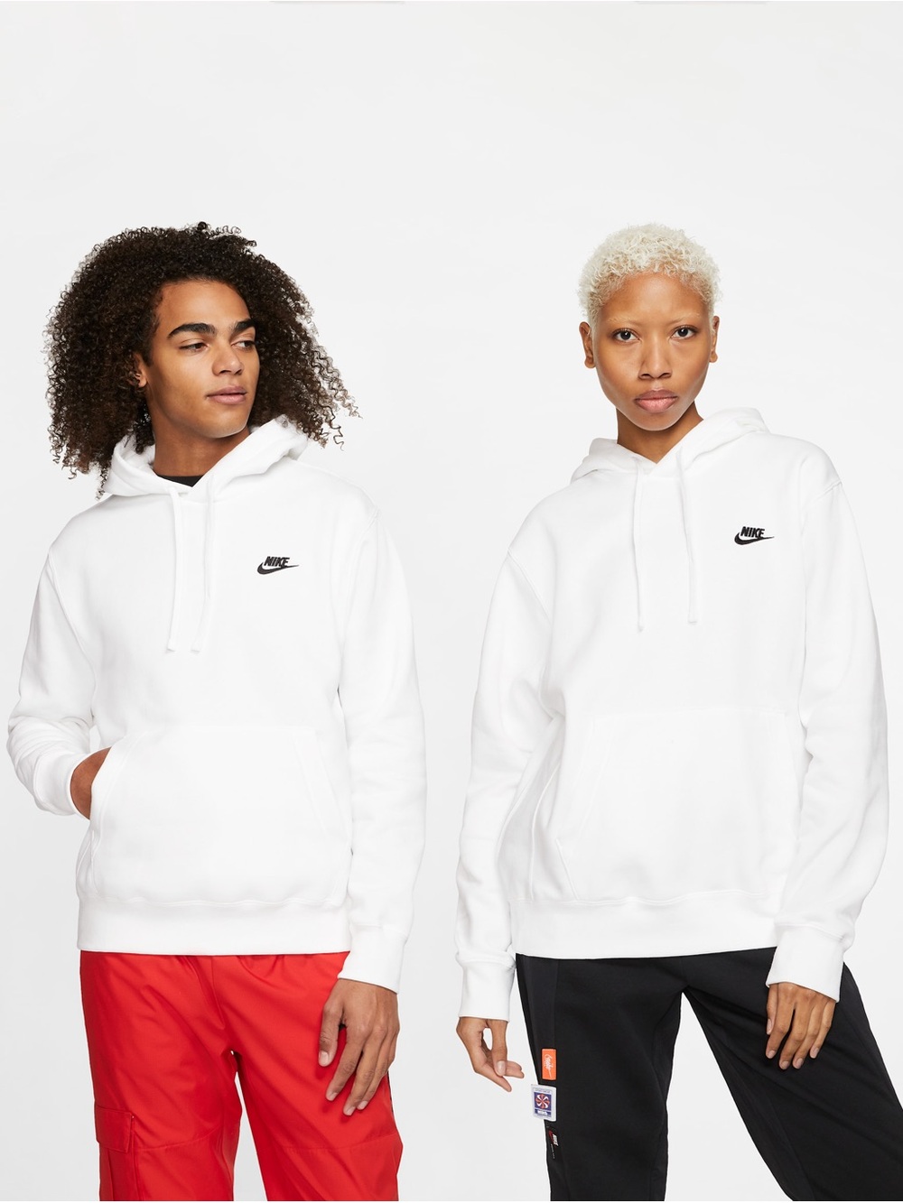 Nike White Men's Hoodie with Black Logo